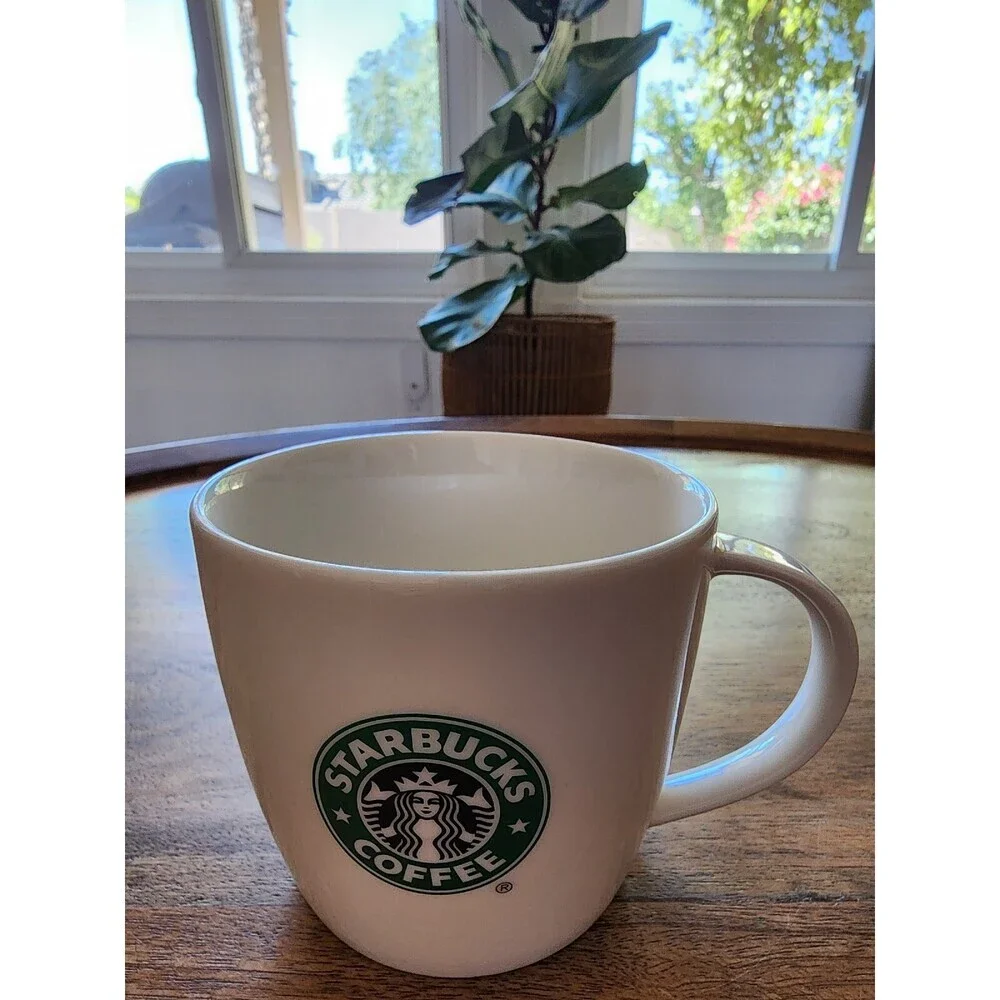 RARE 2008 Starbucks Classic White & Green Siren Logo Coffee Cup Tea Mug | 12oz